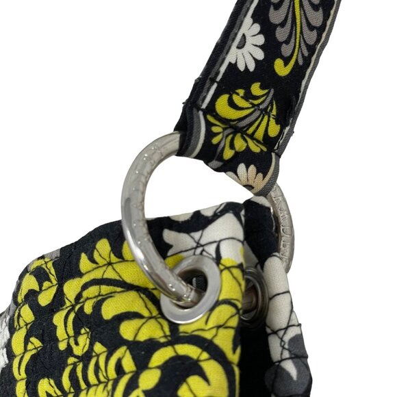 Vera Bradley Tote Baroque Shoulder Bag Black Gray Yellow White Print Medium - Picture 7 of 10